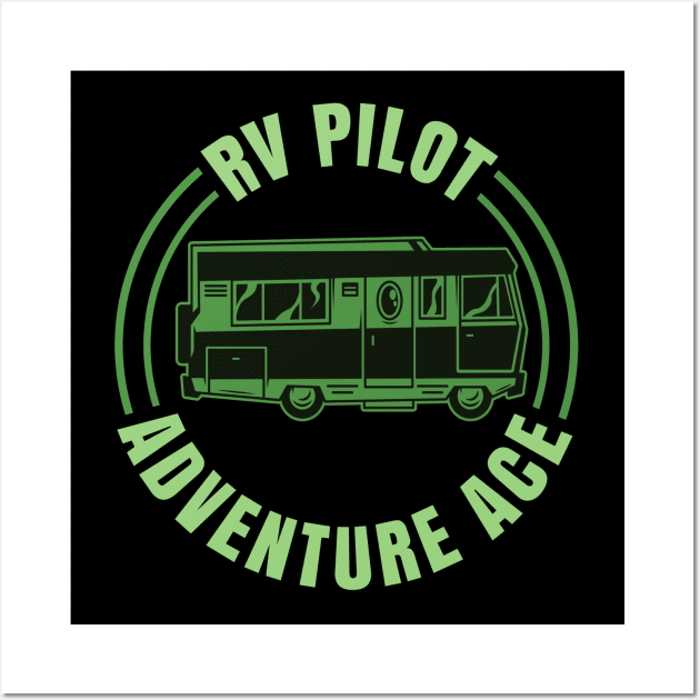 RV Pilot Adventure Ace, Retro Vintage Recreational Camper Vehicle Wall Art by CharJens